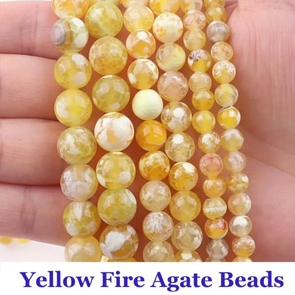 Yellow Fire Agate Beads